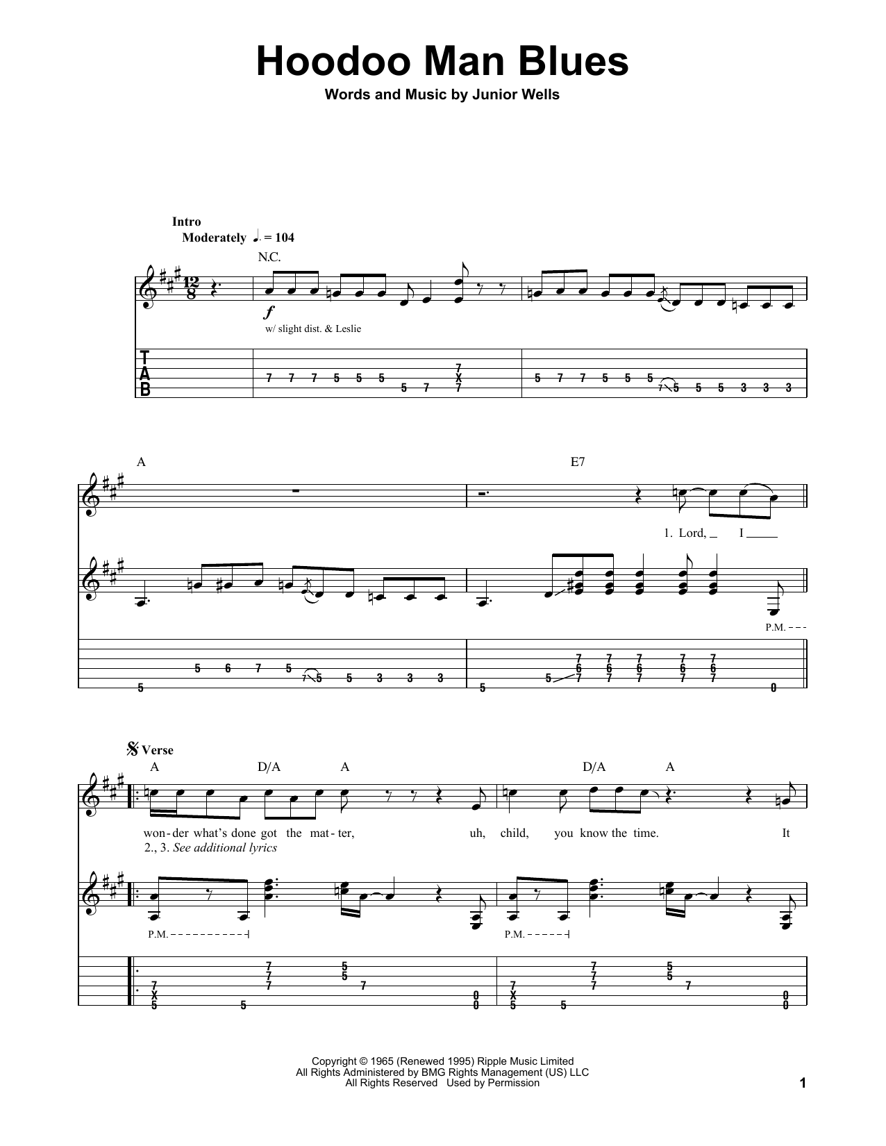 Buddy Guy Hoodoo Man Blues Sheet Music Notes & Chords for Guitar Tab Play-Along - Download or Print PDF
