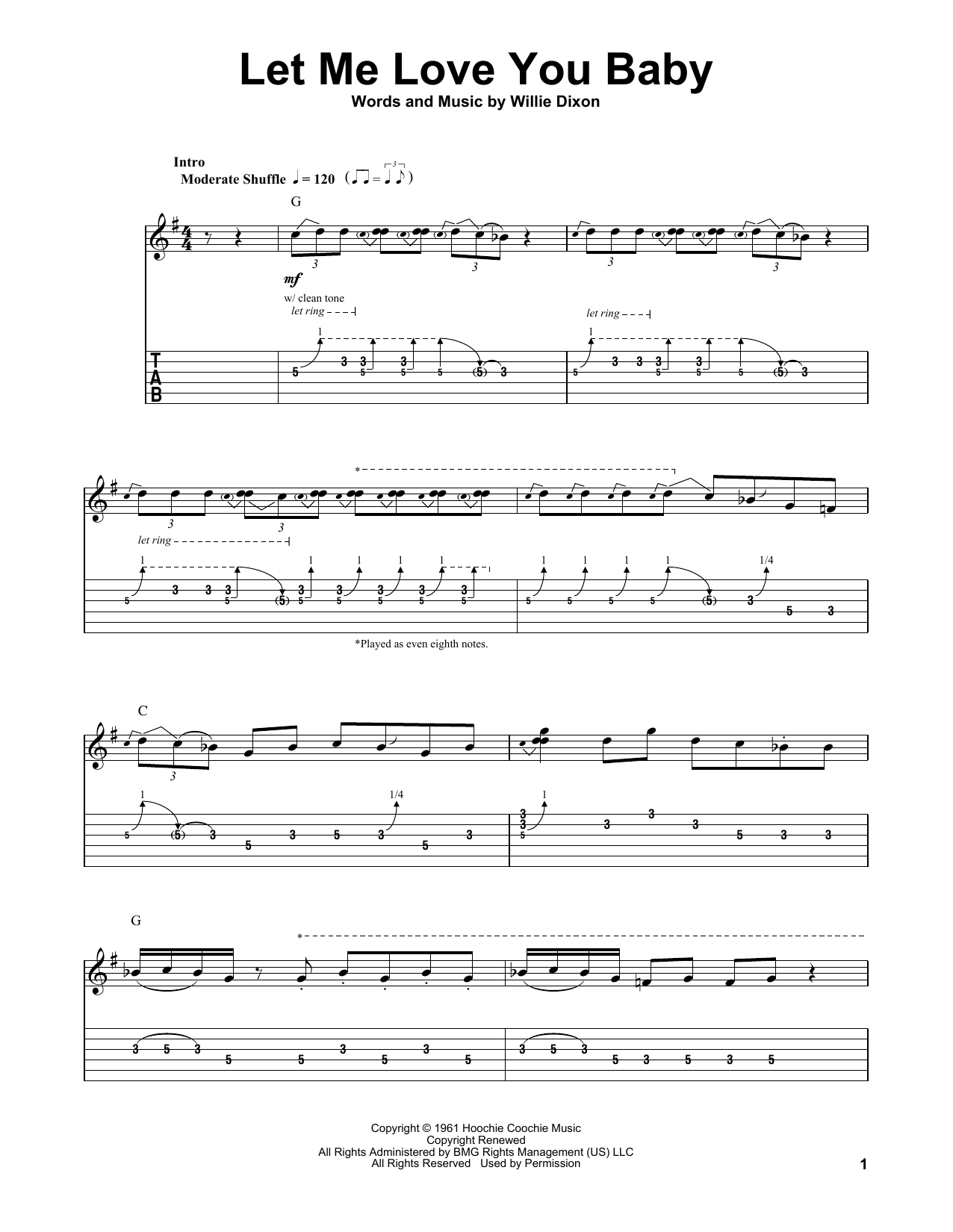 Buddy Guy Let Me Love You Baby Sheet Music Notes & Chords for Guitar Tab (Single Guitar) - Download or Print PDF