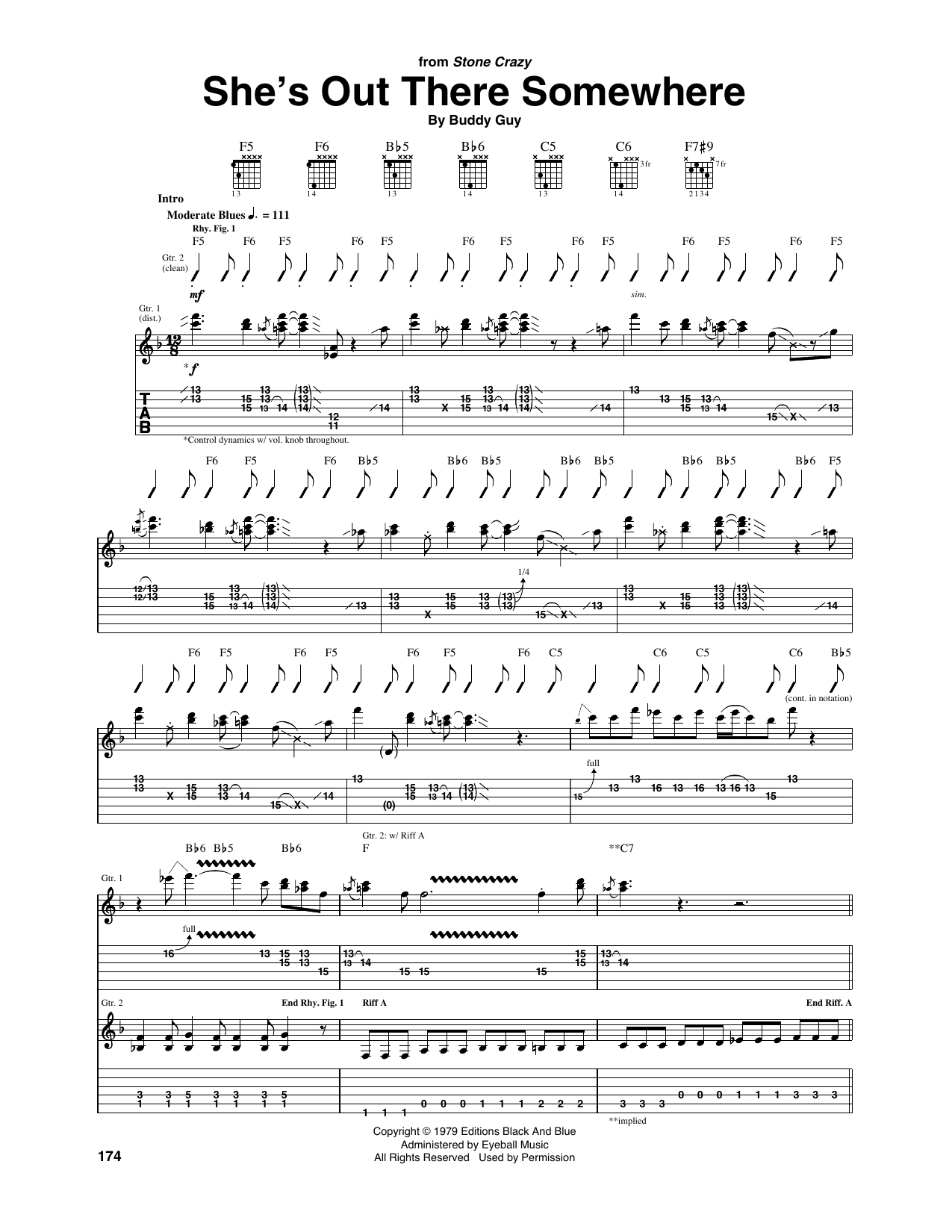 Buddy Guy She's Out There Somewhere Sheet Music Notes & Chords for Guitar Tab - Download or Print PDF
