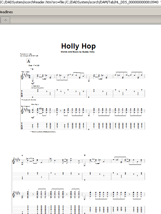 Buddy Holly Holly Hop Sheet Music Notes & Chords for Guitar Tab - Download or Print PDF