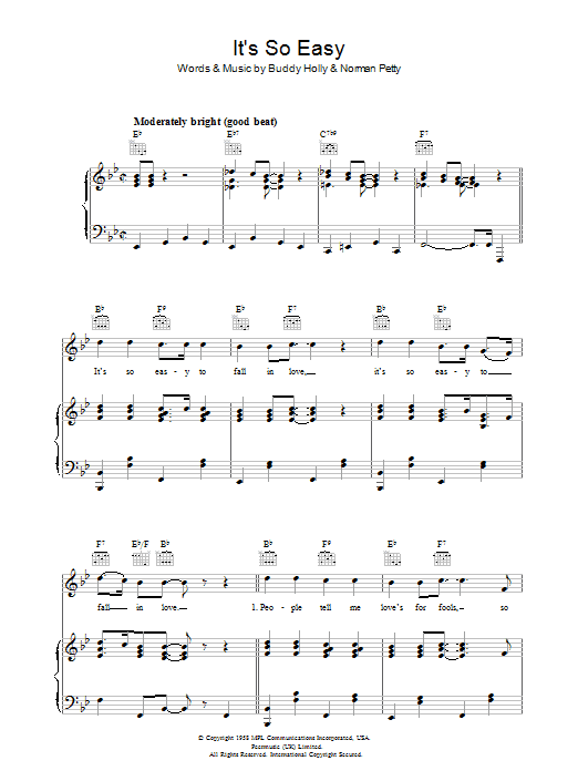 Buddy Holly It's So Easy Sheet Music Notes & Chords for Guitar Tab - Download or Print PDF