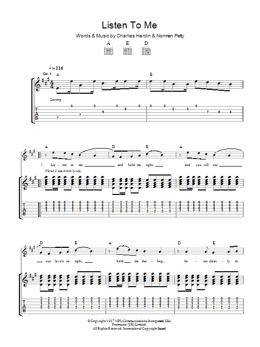 Buddy Holly Listen To Me Sheet Music Notes & Chords for Piano, Vocal & Guitar (Right-Hand Melody) - Download or Print PDF Buddy Holly Listen To Me Sheet Music Notes & Chords for Piano, Vocal & Guitar (Right-Hand Melody) - Download or Print PDF