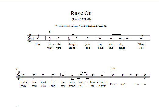Buddy Holly Rave On Sheet Music Notes & Chords for Melody Line, Lyrics & Chords - Download or Print PDF
