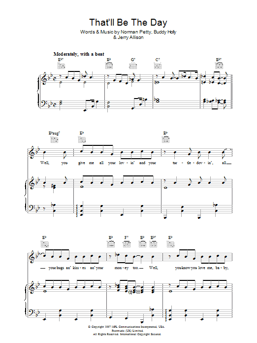 Buddy Holly That'll Be The Day Sheet Music Notes & Chords for Guitar Tab - Download or Print PDF