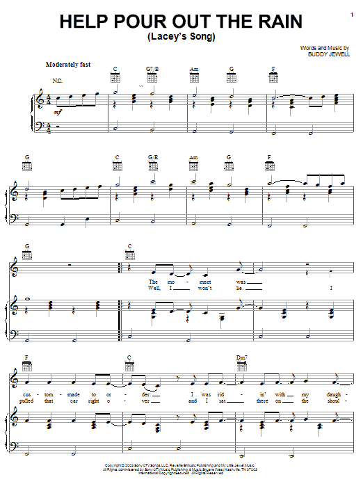 Buddy Jewell Help Pour Out The Rain (Lacey's Song) Sheet Music Notes & Chords for Piano, Vocal & Guitar (Right-Hand Melody) - Download or Print PDF