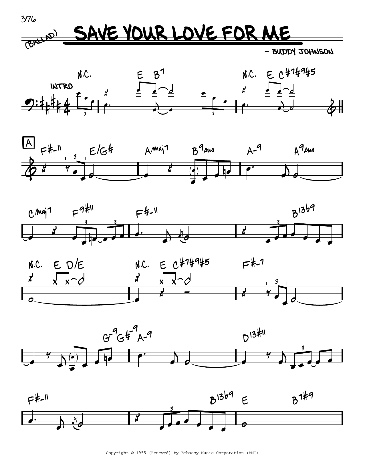 Buddy Johnson Save Your Love For Me Sheet Music Notes & Chords for Real Book – Melody & Chords - Download or Print PDF