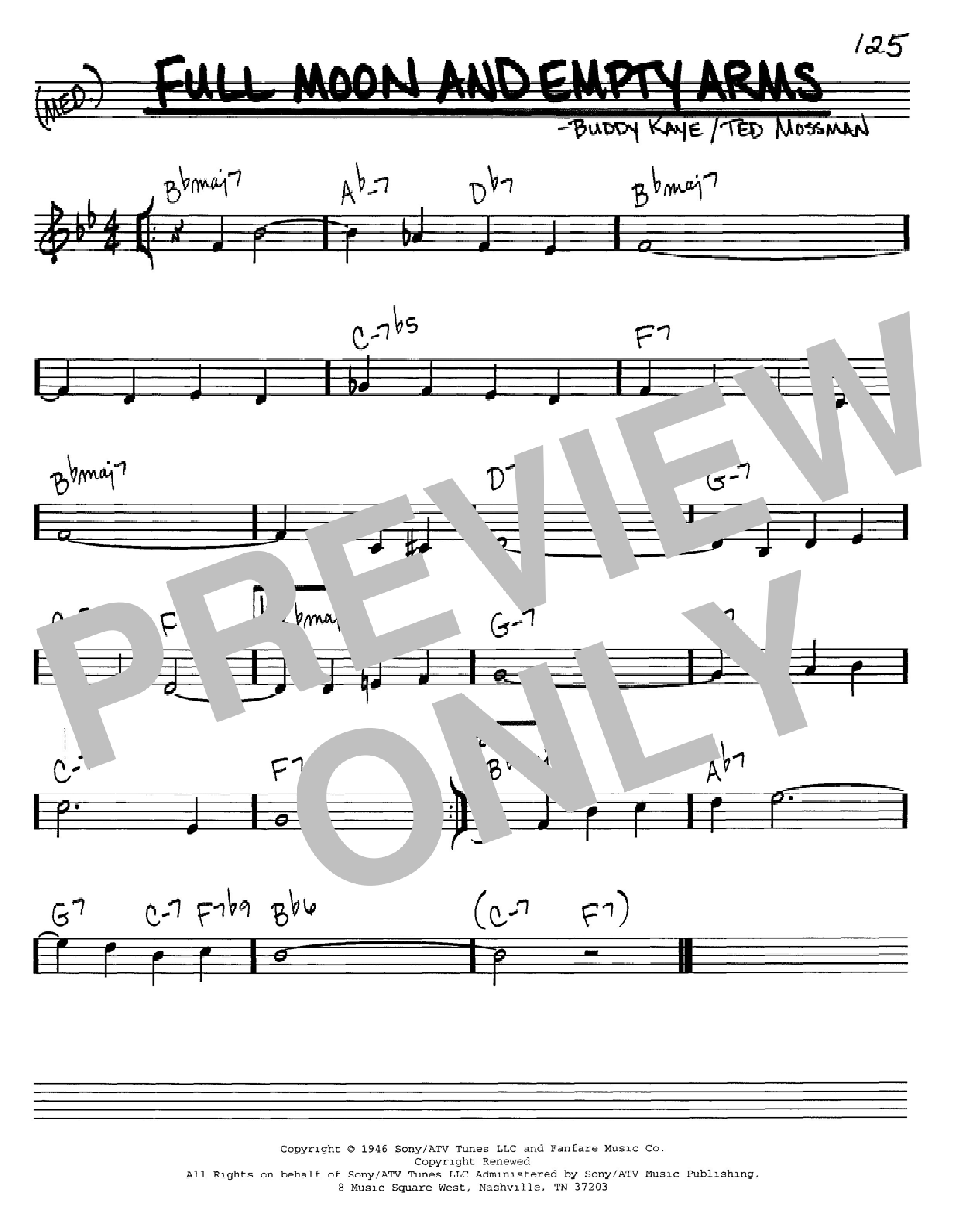 Buddy Kaye Full Moon And Empty Arms Sheet Music Notes & Chords for Real Book – Melody & Chords - Download or Print PDF