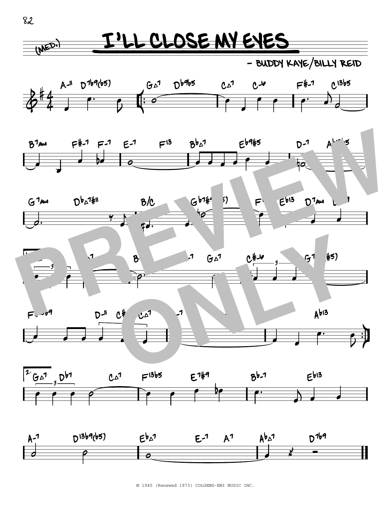 Buddy Kaye I'll Close My Eyes (arr. David Hazeltine) Sheet Music Notes & Chords for Real Book – Enhanced Chords - Download or Print PDF