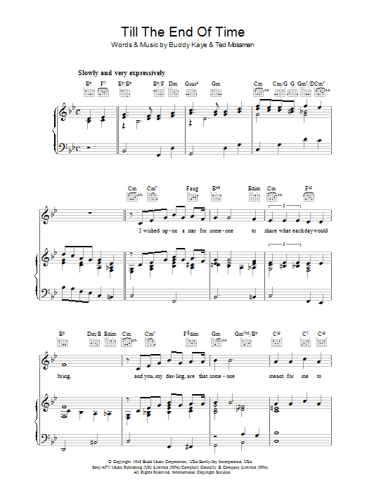 Buddy Kaye Till The End Of Time Sheet Music Notes & Chords for Lead Sheet / Fake Book - Download or Print PDF