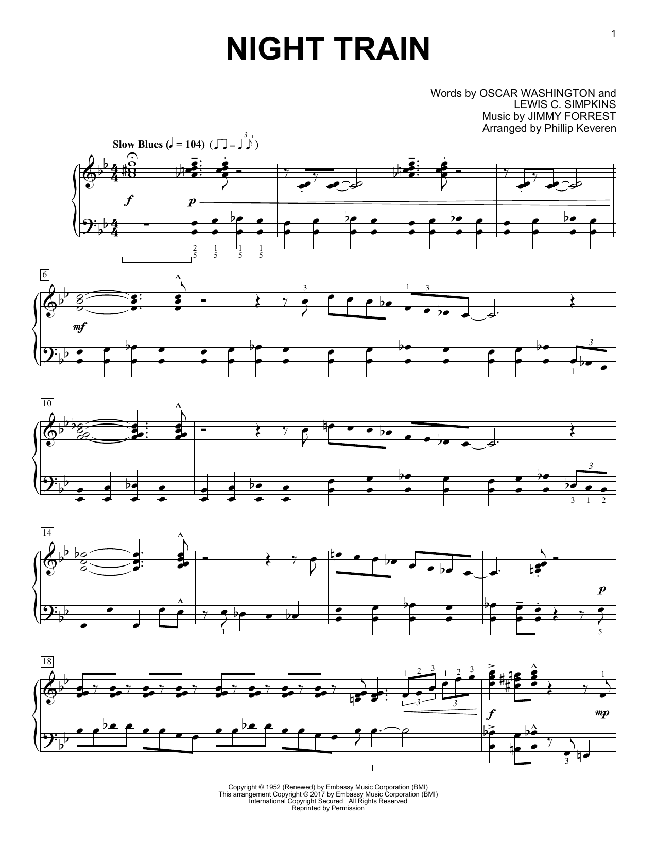 Phillip Keveren Night Train Sheet Music Notes & Chords for Piano Solo - Download or Print PDF