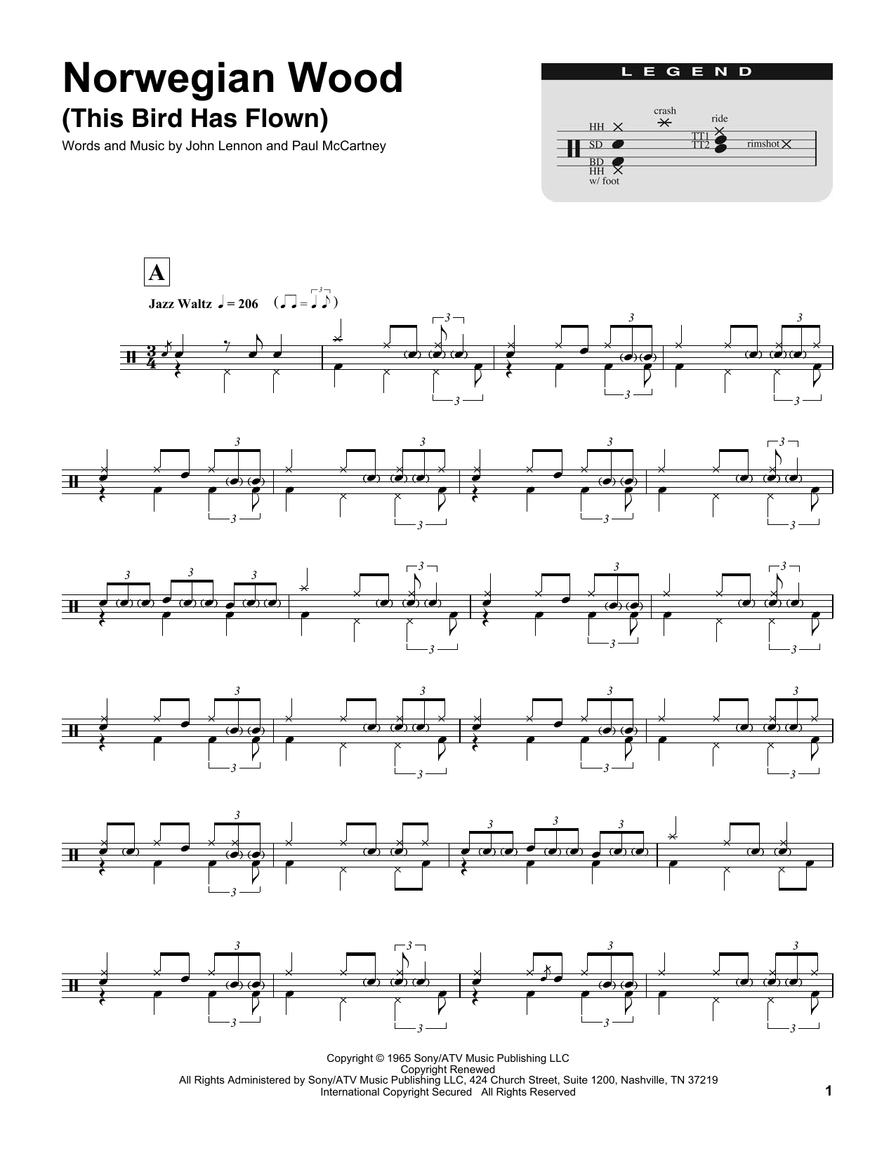 Buddy Rich Norwegian Wood (This Bird Has Flown) Sheet Music Notes & Chords for Drums Transcription - Download or Print PDF