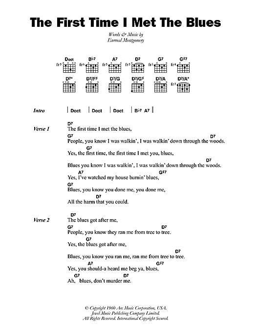 Buddy Guy The First Time I Met The Blues Sheet Music Notes & Chords for Lyrics & Chords - Download or Print PDF