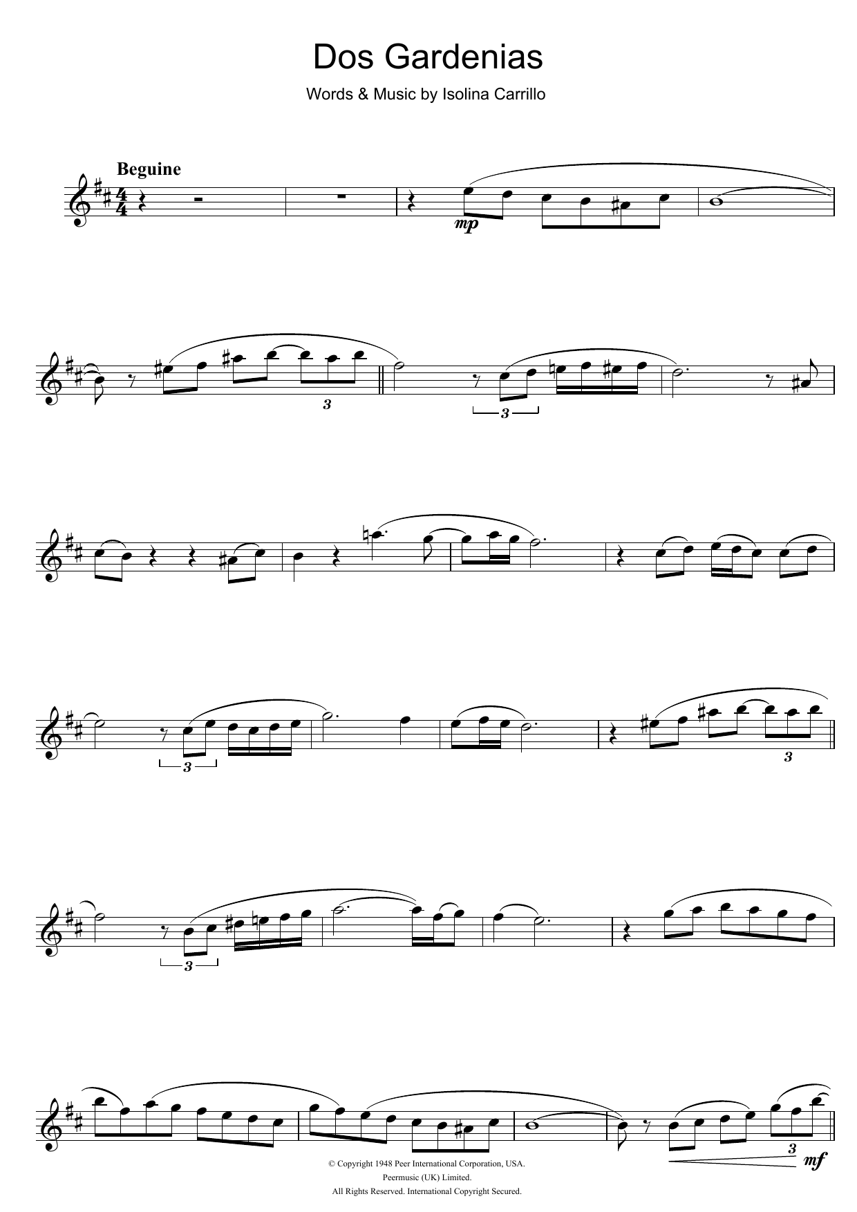 Buena Vista Social Club Dos Gardenias Sheet Music Notes & Chords for Clarinet - Download or Print PDF