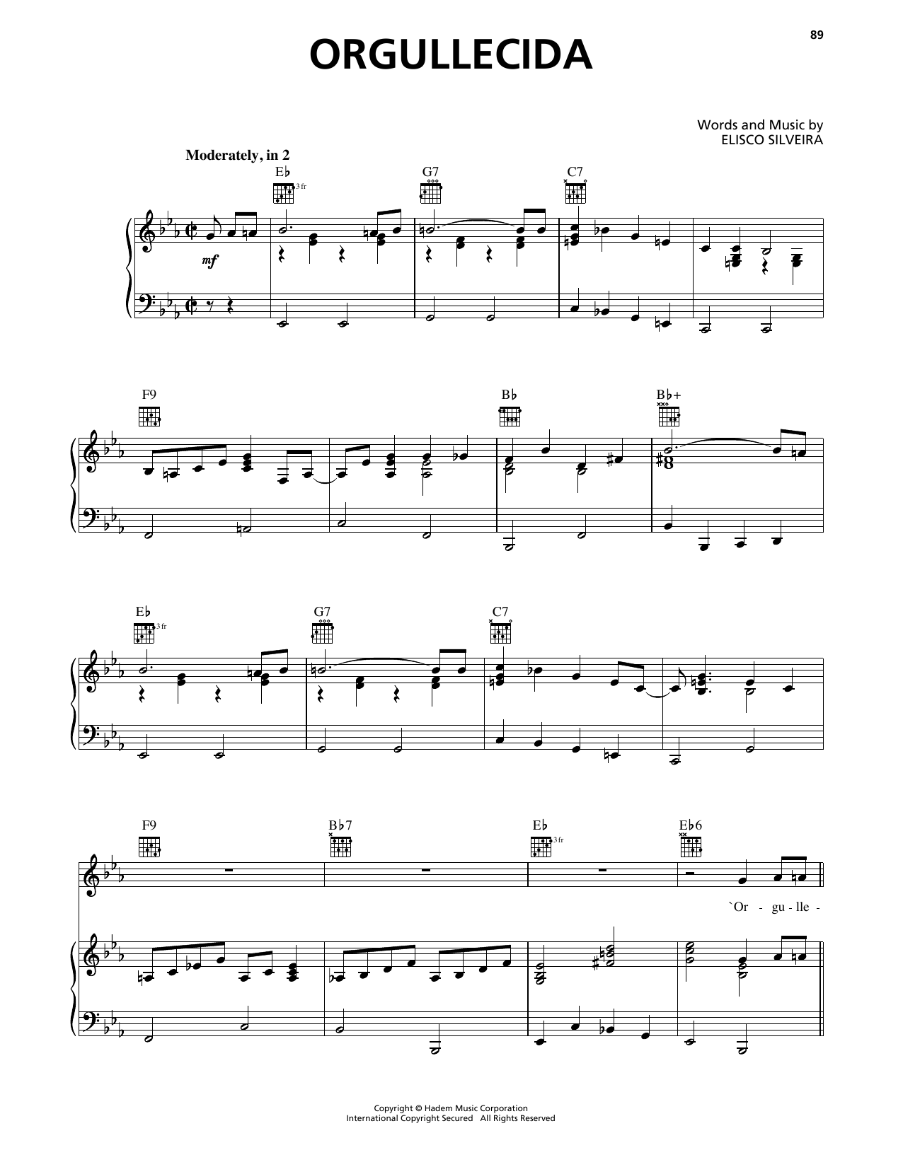 Buena Vista Social Club Orgullecida Sheet Music Notes & Chords for Piano, Vocal & Guitar Chords (Right-Hand Melody) - Download or Print PDF