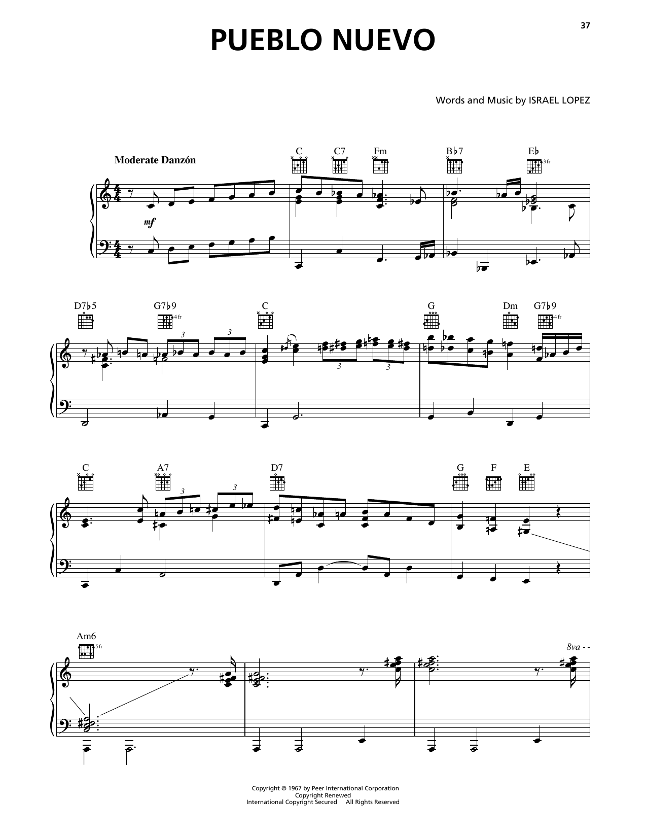 Buena Vista Social Club Pueblo Nuevo Sheet Music Notes & Chords for Piano Solo - Download or Print PDF