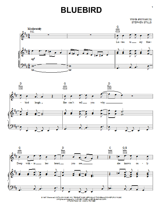 Buffalo Springfield Bluebird Sheet Music Notes & Chords for Lyrics & Chords - Download or Print PDF