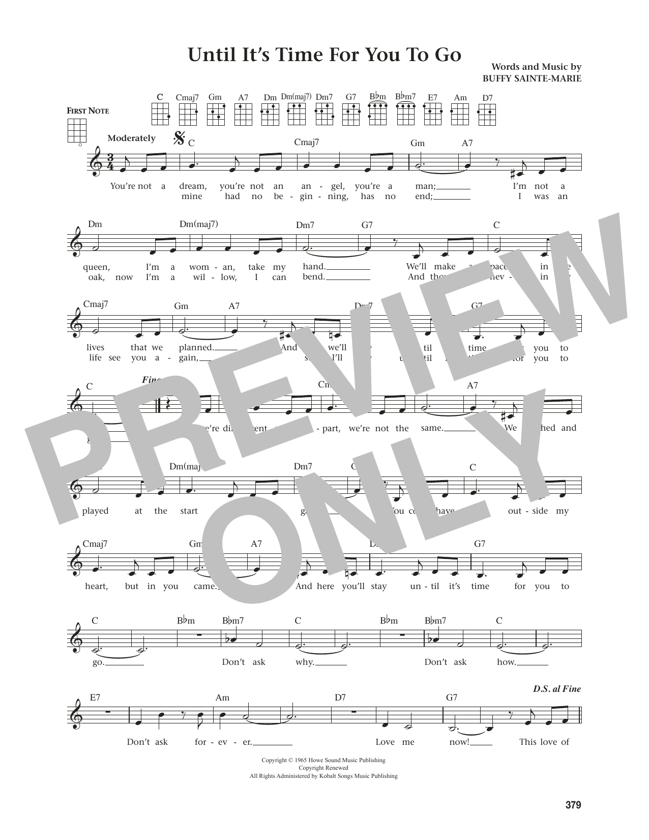 Buffy Sainte-Marie Until It's Time For You To Go (from The Daily Ukulele) (arr. Jim Beloff) Sheet Music Notes & Chords for Ukulele - Download or Print PDF