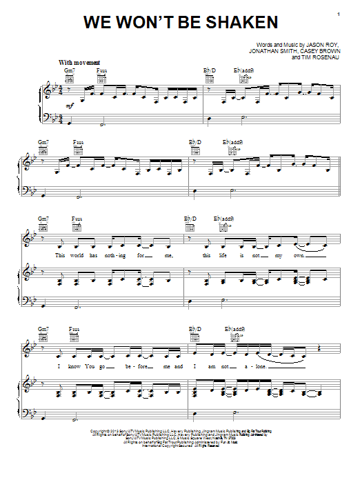 Building 429 We Won't Be Shaken Sheet Music Notes & Chords for Piano, Vocal & Guitar (Right-Hand Melody) - Download or Print PDF