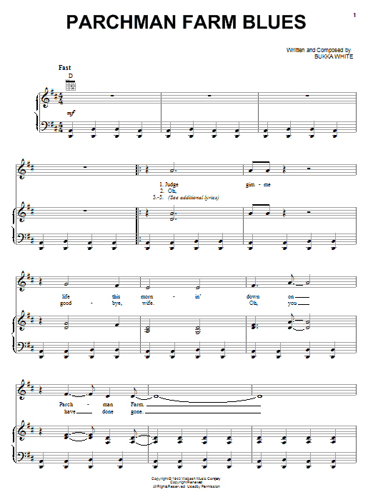 Bukka White Parchman Farm Blues Sheet Music Notes & Chords for Real Book – Melody, Lyrics & Chords - Download or Print PDF