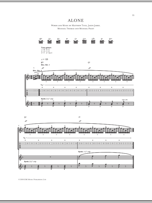 Bullet For My Valentine Alone Sheet Music Notes & Chords for Guitar Tab - Download or Print PDF