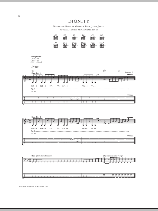 Bullet For My Valentine Dignity Sheet Music Notes & Chords for Guitar Tab - Download or Print PDF