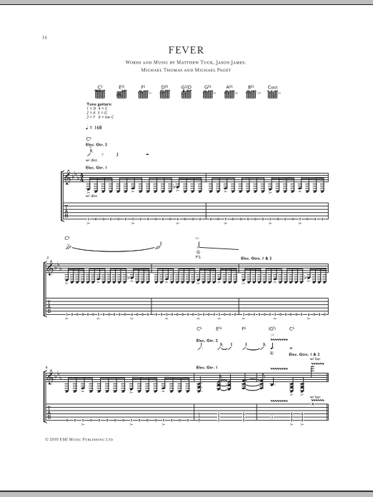 Bullet For My Valentine Fever Sheet Music Notes & Chords for Guitar Tab - Download or Print PDF