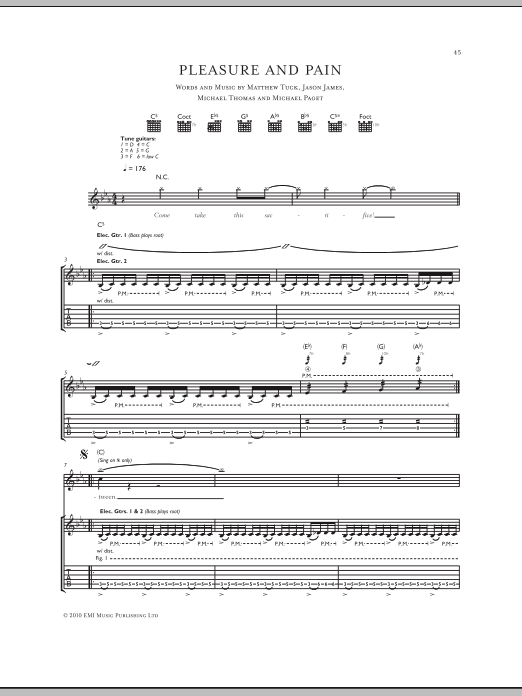 Bullet For My Valentine Pleasure And Pain Sheet Music Notes & Chords for Guitar Tab - Download or Print PDF