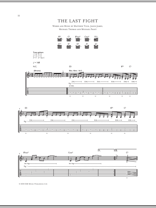 Bullet For My Valentine The Last Fight Sheet Music Notes & Chords for Guitar Tab - Download or Print PDF