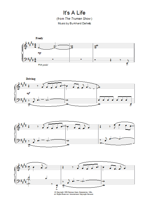 Burkhard Dallwitz It's A Life (from The Truman Show) Sheet Music Notes & Chords for Piano - Download or Print PDF