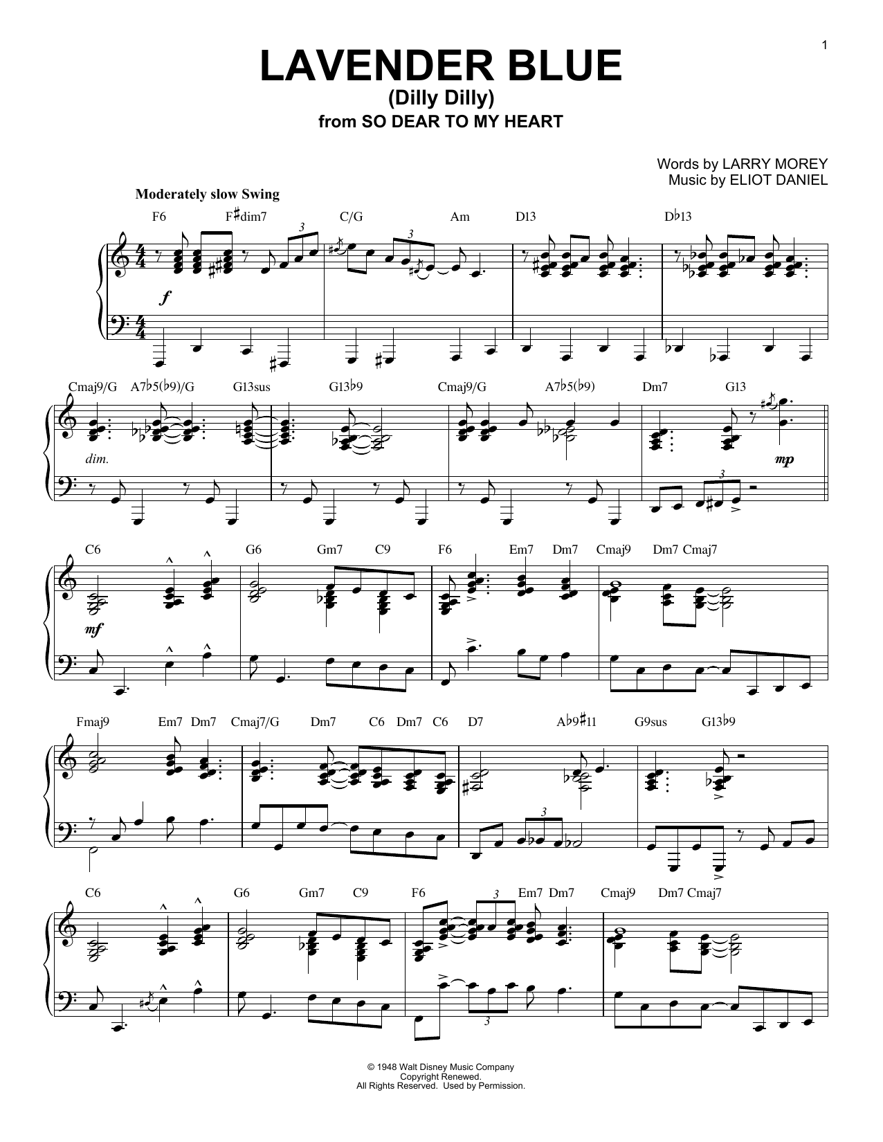 Sammy Turner Lavender Blue (Dilly Dilly) [Jazz version] Sheet Music Notes & Chords for Piano - Download or Print PDF