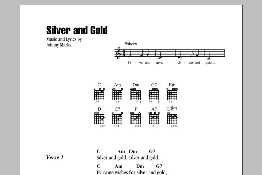 Burl Ives Silver And Gold Sheet Music Notes & Chords for Lyrics & Chords - Download or Print PDF