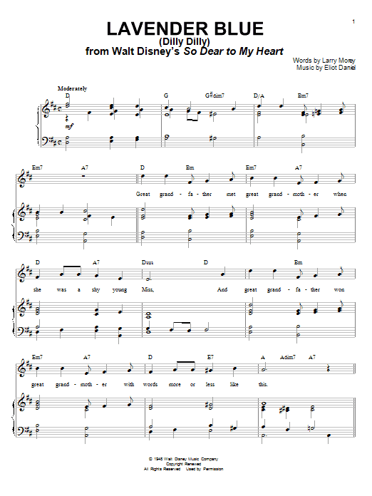 Lavender Blue (Dilly Dilly) sheet music