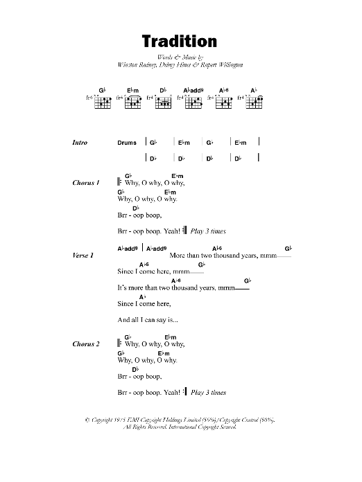 Burning Spear Tradition Sheet Music Notes & Chords for Lyrics & Chords - Download or Print PDF