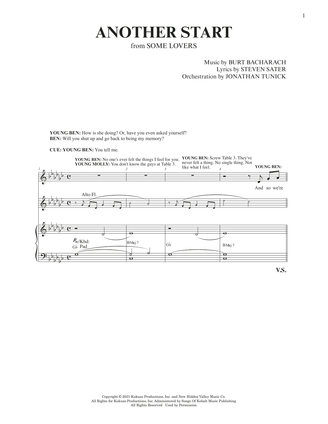 Burt Bacharach & Steven Sater Another Start (from Some Lovers) Sheet Music Notes & Chords for Piano & Vocal - Download or Print PDF