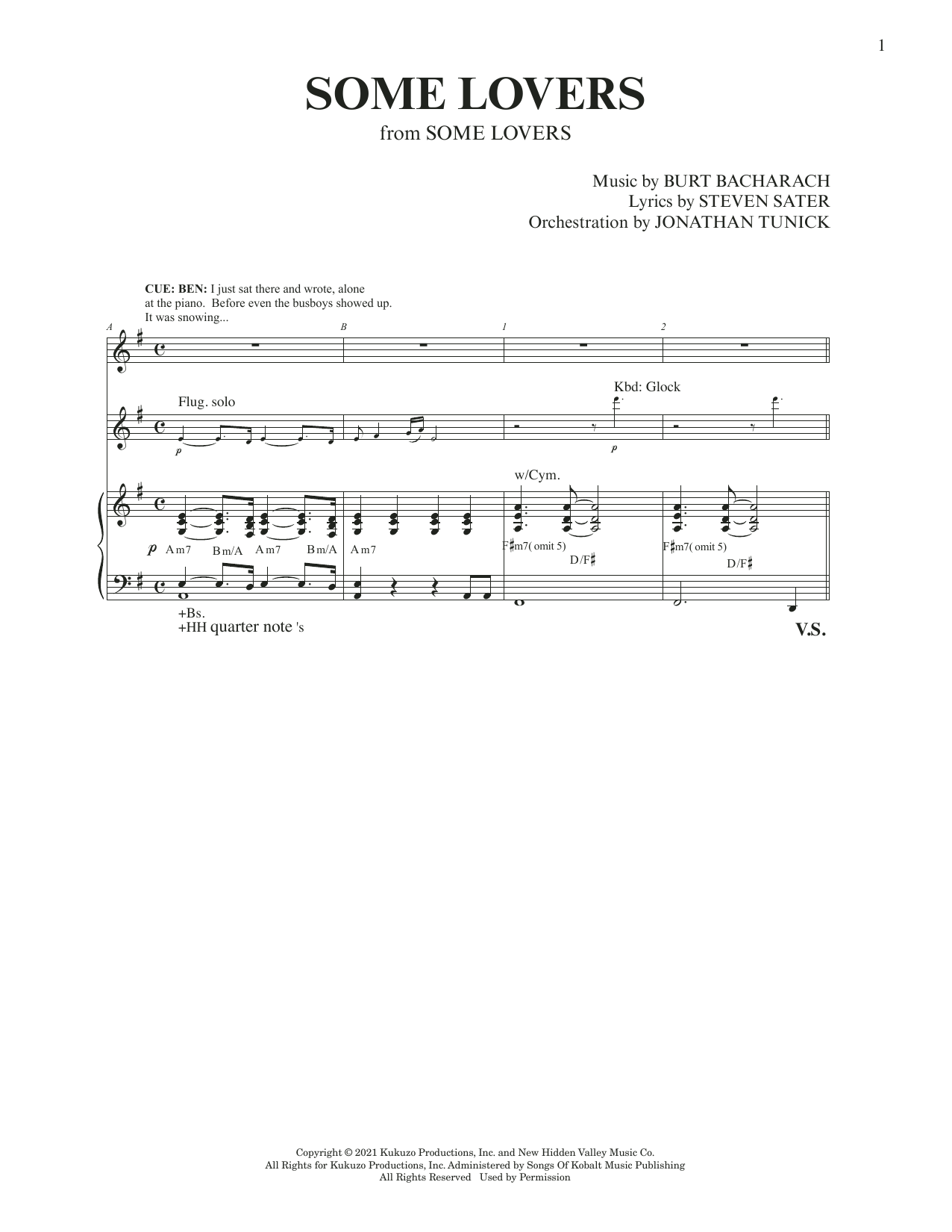 Burt Bacharach & Steven Sater Some Lovers (from Some Lovers) Sheet Music Notes & Chords for Piano & Vocal - Download or Print PDF