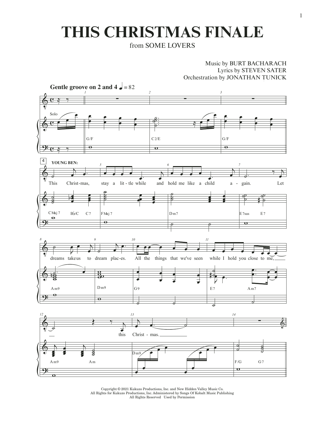 Burt Bacharach & Steven Sater This Christmas Finale (from Some Lovers) Sheet Music Notes & Chords for Piano & Vocal - Download or Print PDF