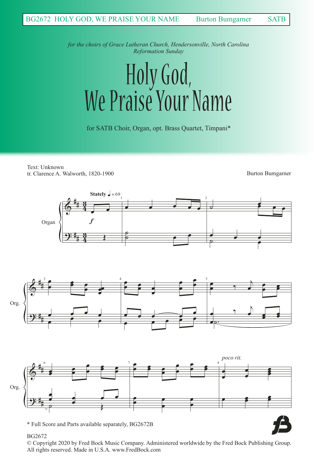 Burton Bumgarner Holy God We Praise Your Name Sheet Music Notes & Chords for SATB Choir - Download or Print PDF
