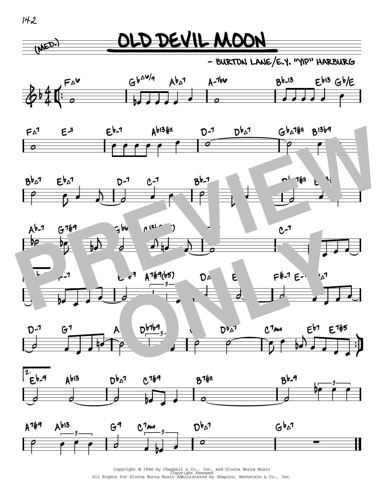 Burton Lane Old Devil Moon (arr. David Hazeltine) Sheet Music Notes & Chords for Real Book – Enhanced Chords - Download or Print PDF