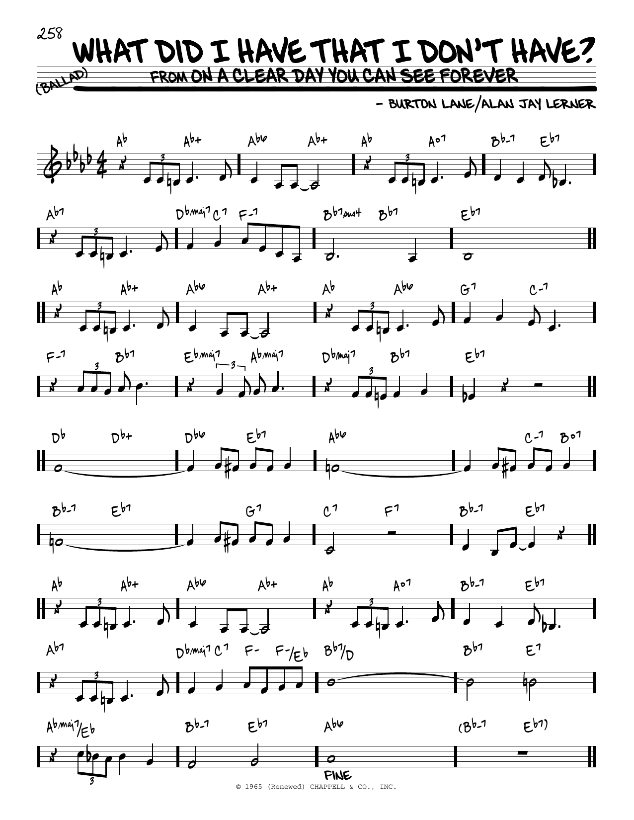 Burton Lane What Did I Have That I Don't Have? Sheet Music Notes & Chords for Real Book – Melody & Chords - Download or Print PDF