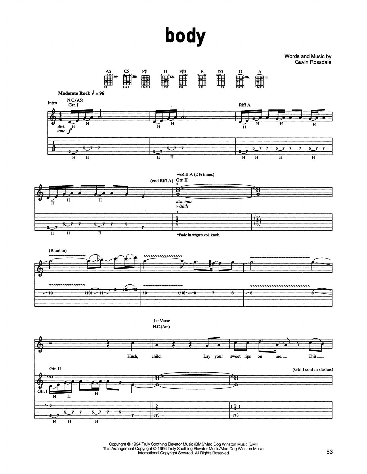Bush Body Sheet Music Notes & Chords for Guitar Tab - Download or Print PDF