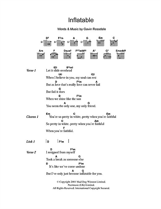 Bush Inflatable Sheet Music Notes & Chords for Lyrics & Chords - Download or Print PDF
