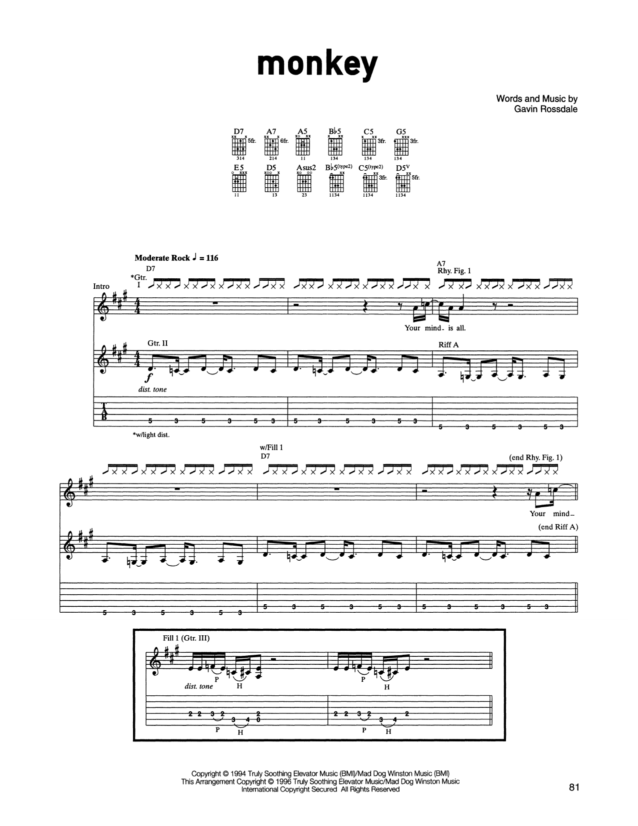 Bush Monkey Sheet Music Notes & Chords for Guitar Tab - Download or Print PDF