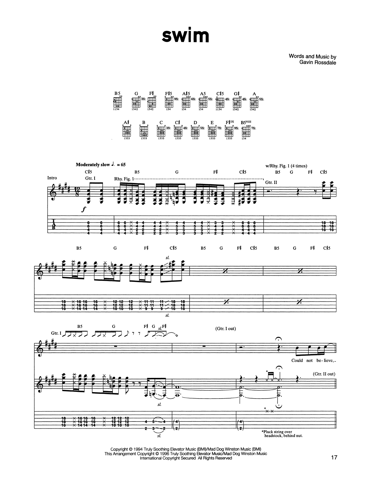 Bush Swim Sheet Music Notes & Chords for Guitar Tab - Download or Print PDF