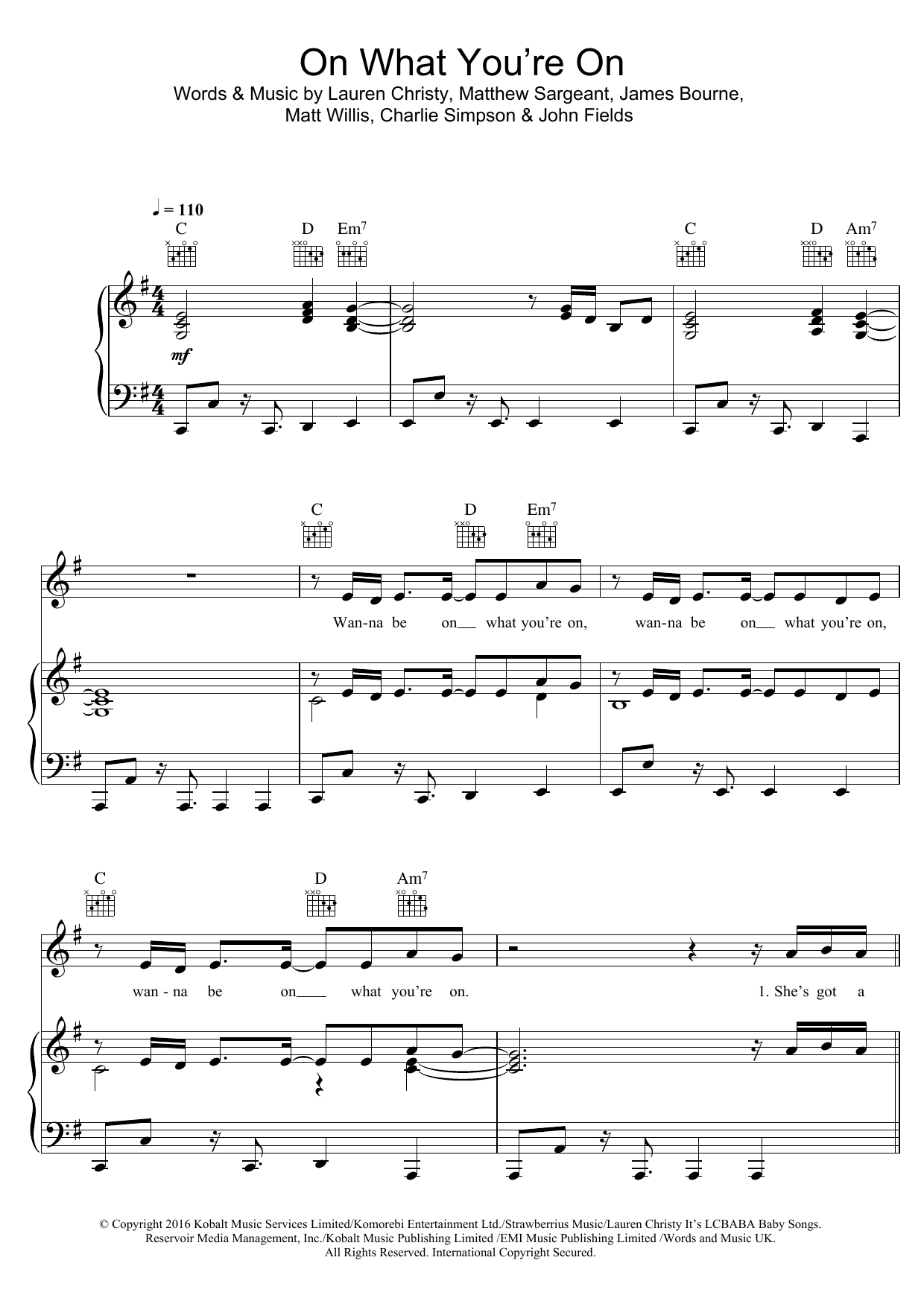 Preview Busted On What You're On Disco sheet music, notes and chords for Piano, Vocal & Guitar (Right-Hand Melody), SKU: 123842 On What You're On sheet music
