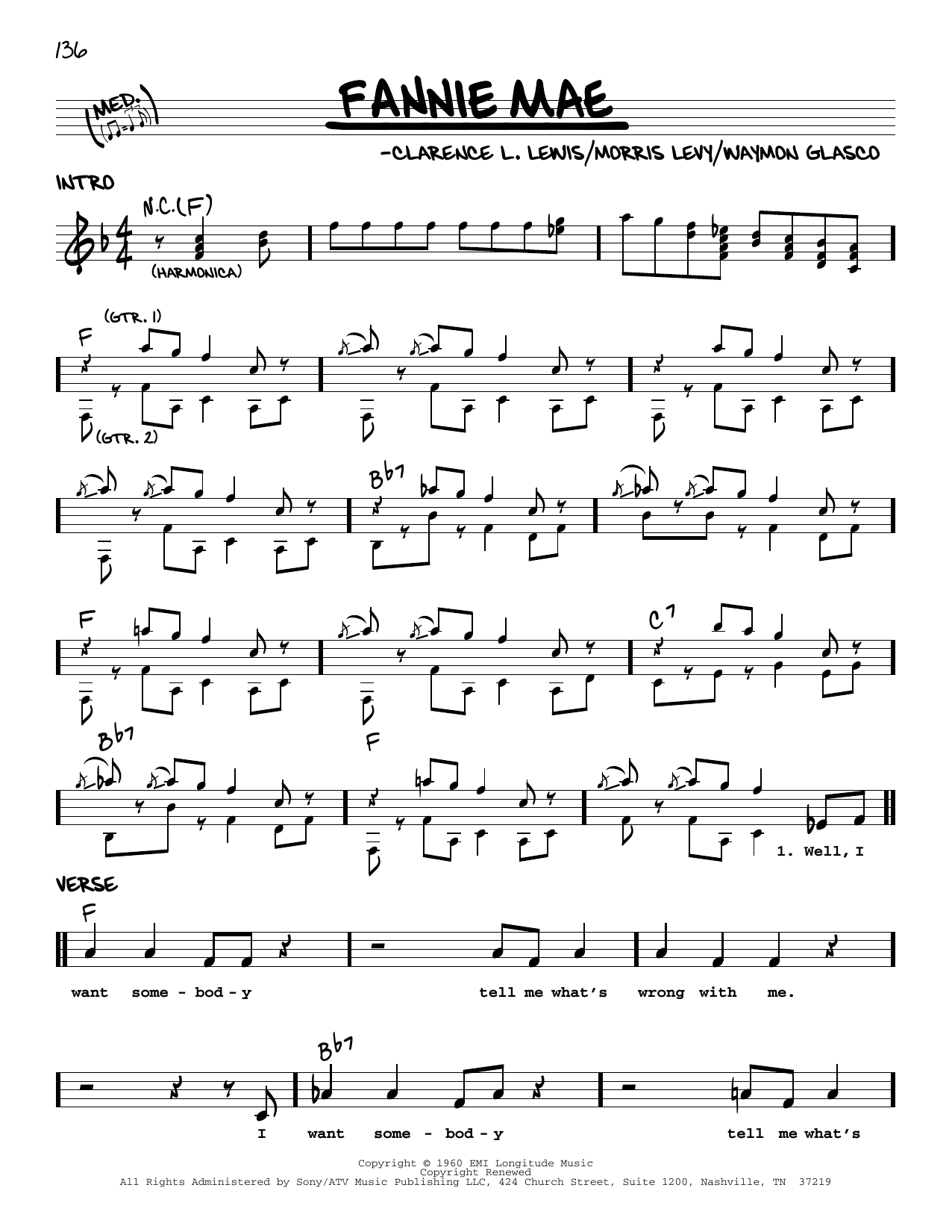 Buster Brown Fannie Mae Sheet Music Notes & Chords for Real Book – Melody & Chords - Download or Print PDF