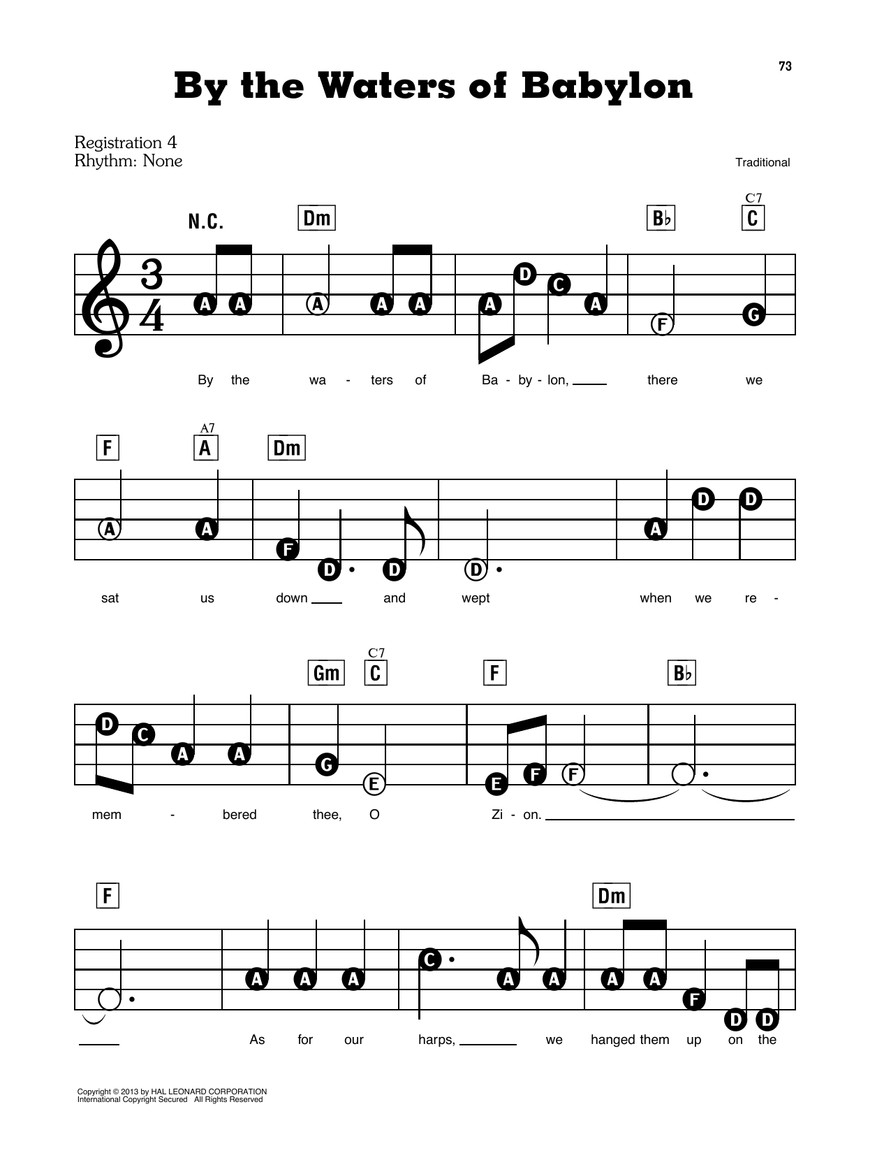 Traditional By The Waters Of Babylon Sheet Music Download Pdf Score 439486