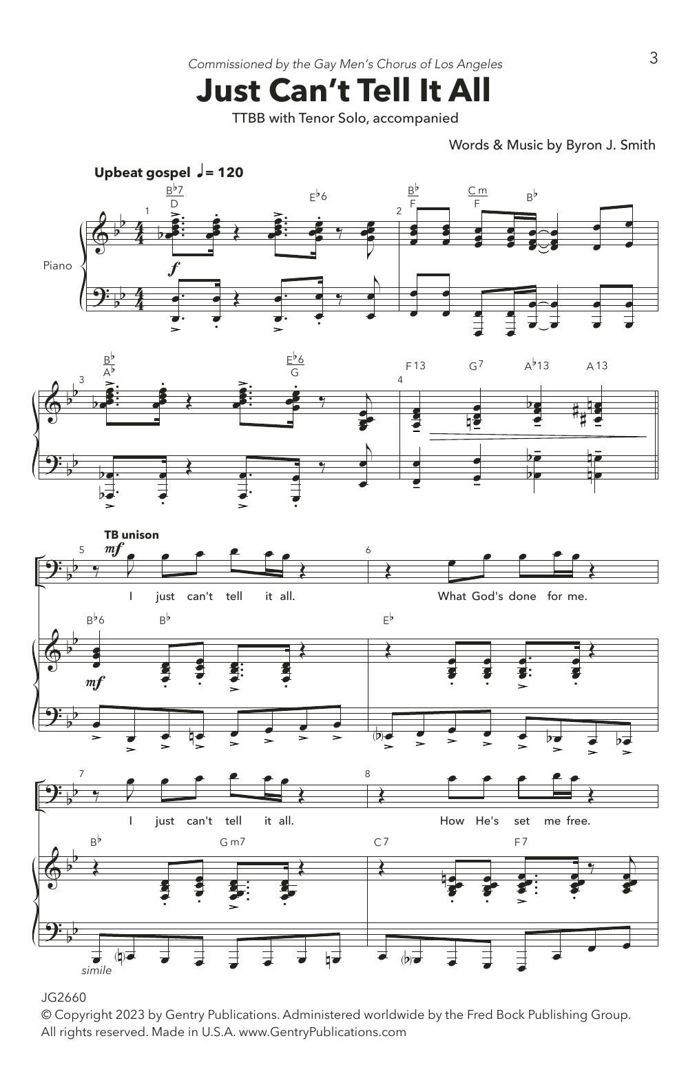 Byron J. Smith Just Can't Tell It All Sheet Music Notes & Chords for TTBB Choir - Download or Print PDF