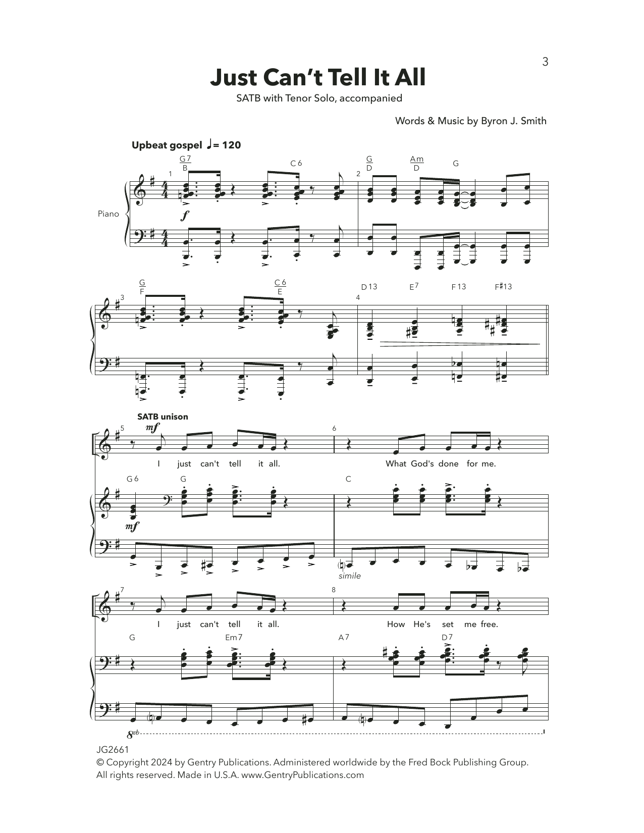 Byron Smith Just Can't Tell It All Sheet Music Notes & Chords for SATB Choir - Download or Print PDF