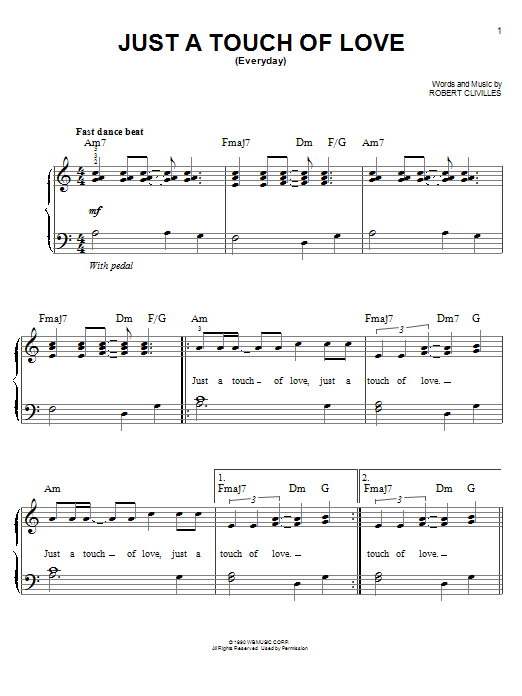 Robert Clivilles Just A Touch Of Love (Everyday) Sheet Music Notes & Chords for Easy Piano - Download or Print PDF