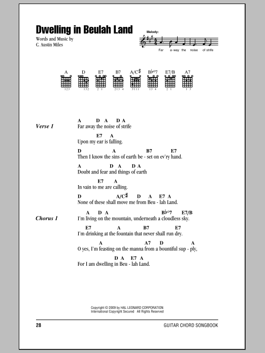 C. Austin Miles Dwelling In Beulah Land Sheet Music Notes & Chords for Lyrics & Piano Chords - Download or Print PDF